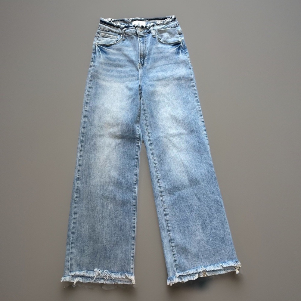 Risen Flare Jeans Size 11/30 Frayed Waist & Hems 31x32